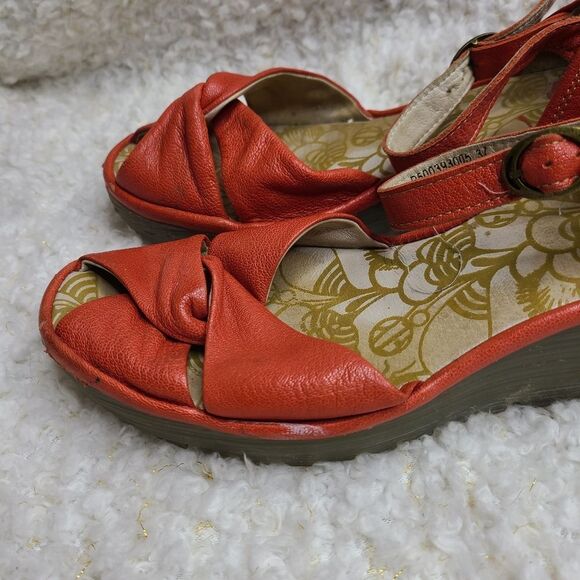 Fly London Ankle Strap Wedge Sandals sz 37 - Picture 4 of 10